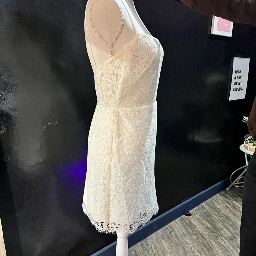 Jenny Yoo Cream Lace Mini Dress - Picture 6 of 8